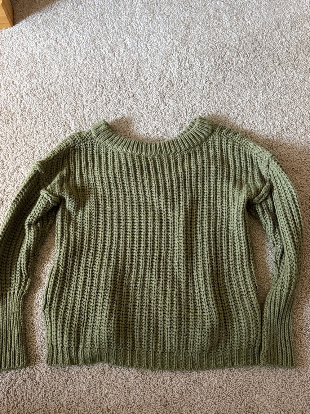 Olive Green Rib-Knit Women's Sweater